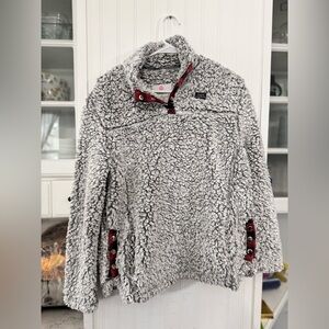 Simply southern Sherpa Pullover with Red Accents